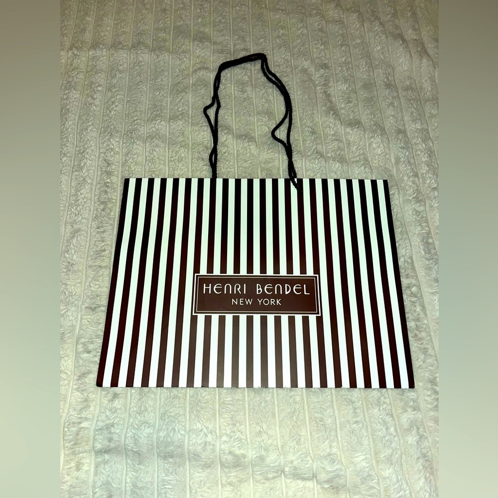 Henri Bendel New York signature, stripe paper shopping bag 16x12 EUC